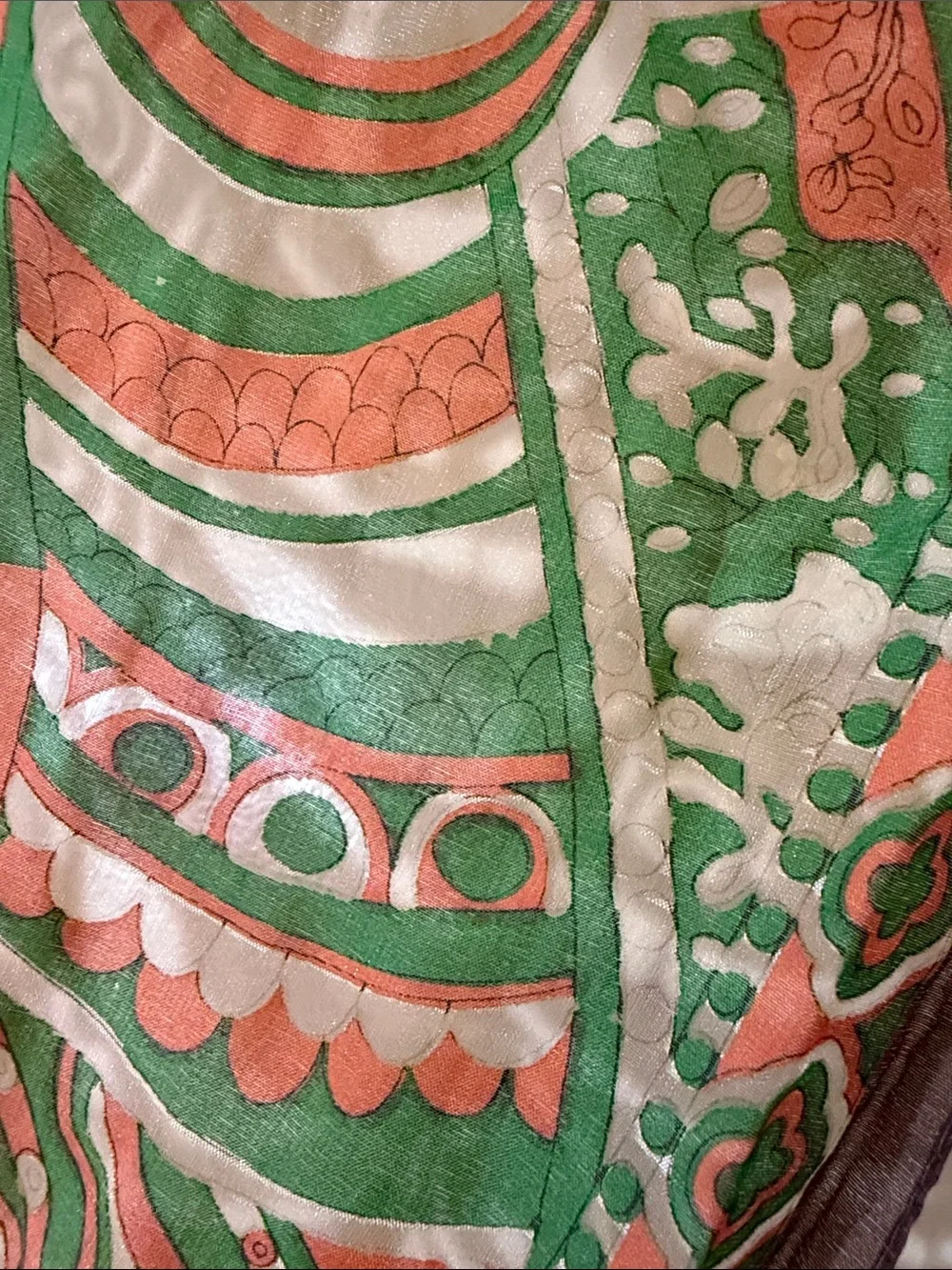 Vintage Psychedelic Floral Paisley Scarf - 14” x 42” - Machine Sewn Edge - Japan